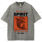 Unisex Fish Printed Washed Tee