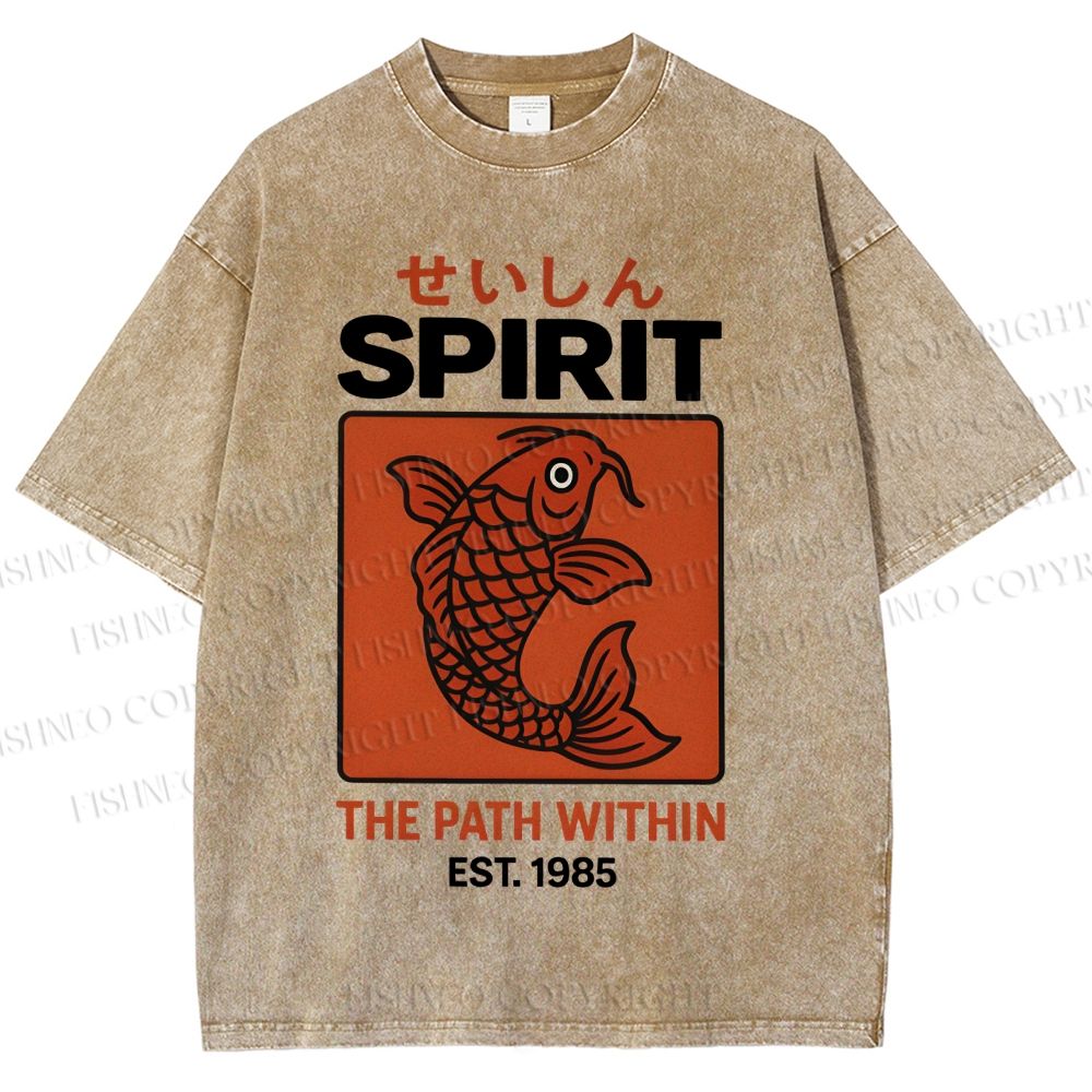 Unisex Fish Printed Washed Tee