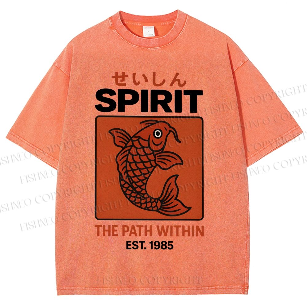 Unisex Fish Printed Washed Tee