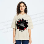 Unisex Cat Printed Washed Tee