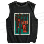 Unisex Tigers Printed Washed Tank Top