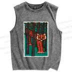 Unisex Tigers Printed Washed Tank Top