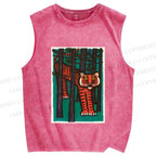 Unisex Tigers Printed Washed Tank Top