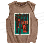 Unisex Tigers Printed Washed Tank Top