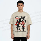 Unisex Vintage Cats Dancing Printed Washed Tee
