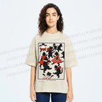 Unisex Vintage Cats Dancing Printed Washed Tee