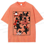 Unisex Vintage Cats Dancing Printed Washed Tee