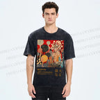 Unisex Japanese Yayoi Kusama Graffiti Printed Washed Tee