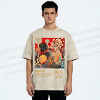 Unisex Japanese Yayoi Kusama Graffiti Printed Washed Tee