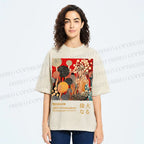 Unisex Japanese Yayoi Kusama Graffiti Printed Washed Tee
