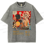 Unisex Japanese Yayoi Kusama Graffiti Printed Washed Tee