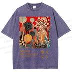 Unisex Japanese Yayoi Kusama Graffiti Printed Washed Tee