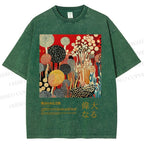 Unisex Japanese Yayoi Kusama Graffiti Printed Washed Tee