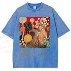 Unisex Japanese Yayoi Kusama Graffiti Printed Washed Tee