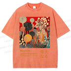 Unisex Japanese Yayoi Kusama Graffiti Printed Washed Tee