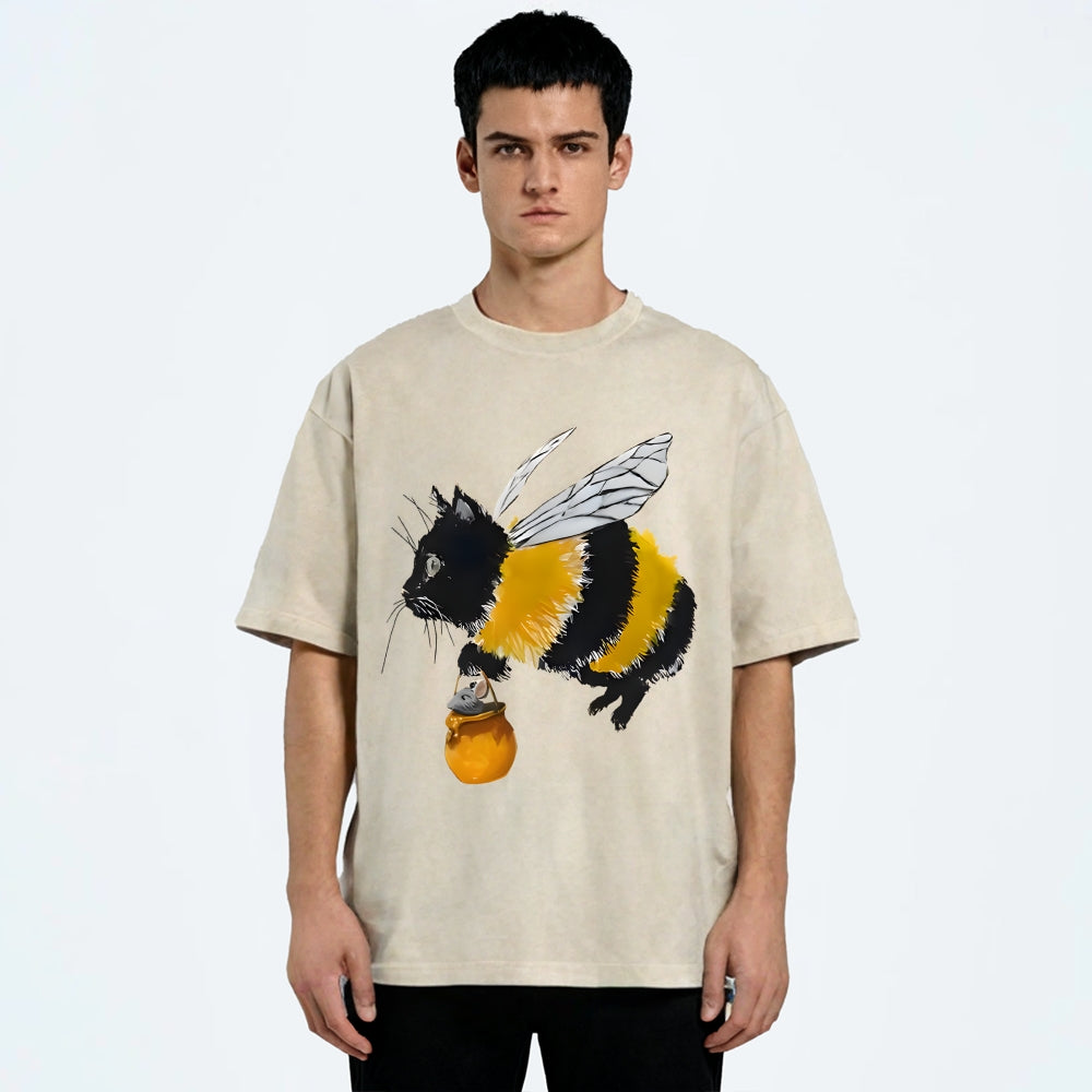 Catbee Funny Vintage Washed T-shirt