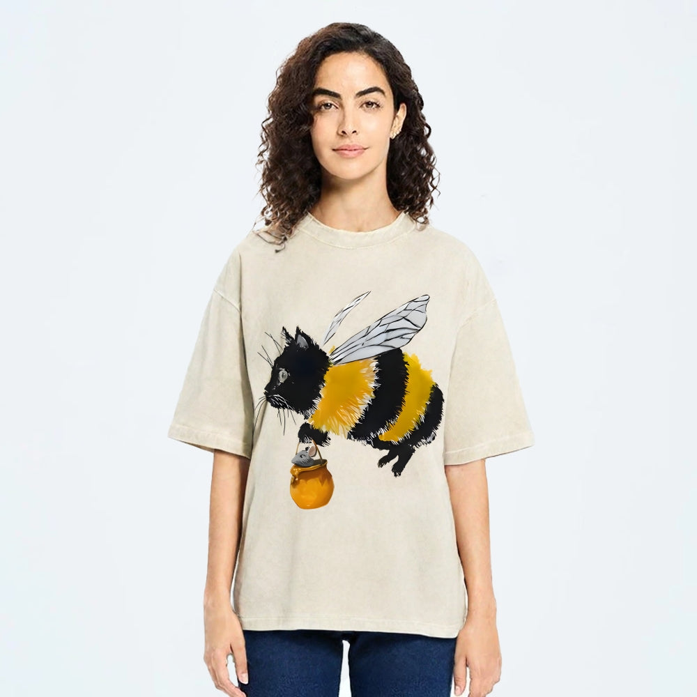 Catbee Funny Vintage Washed T-shirt