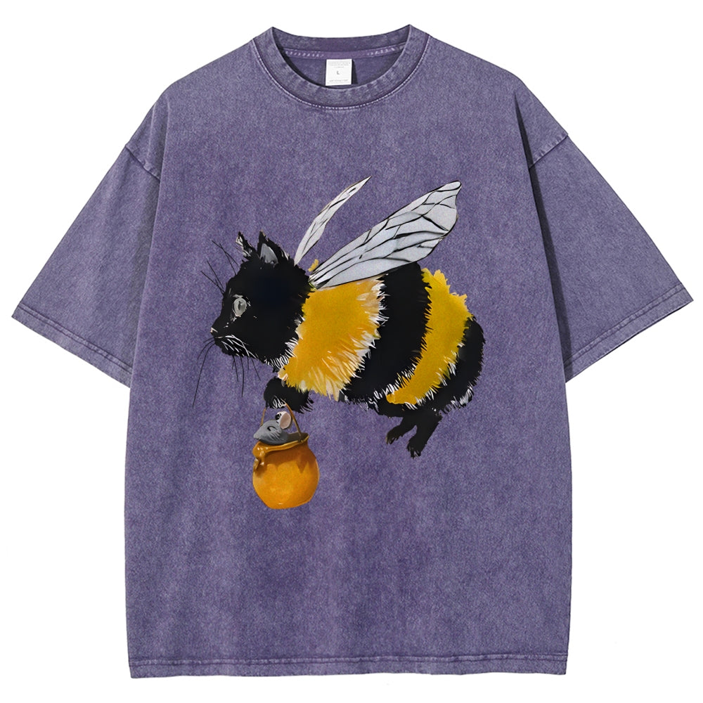Catbee Funny Vintage Washed T-shirt