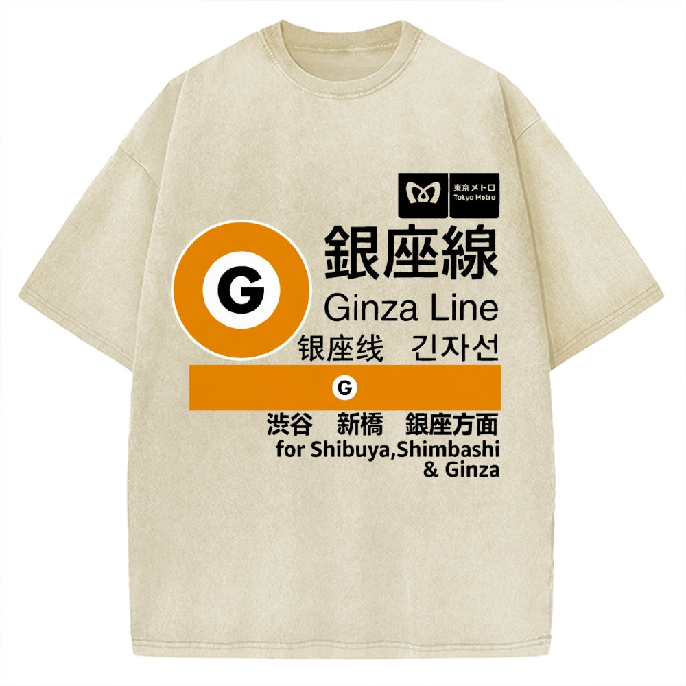 Ginza Line Japan Vintage Washed T-shirt