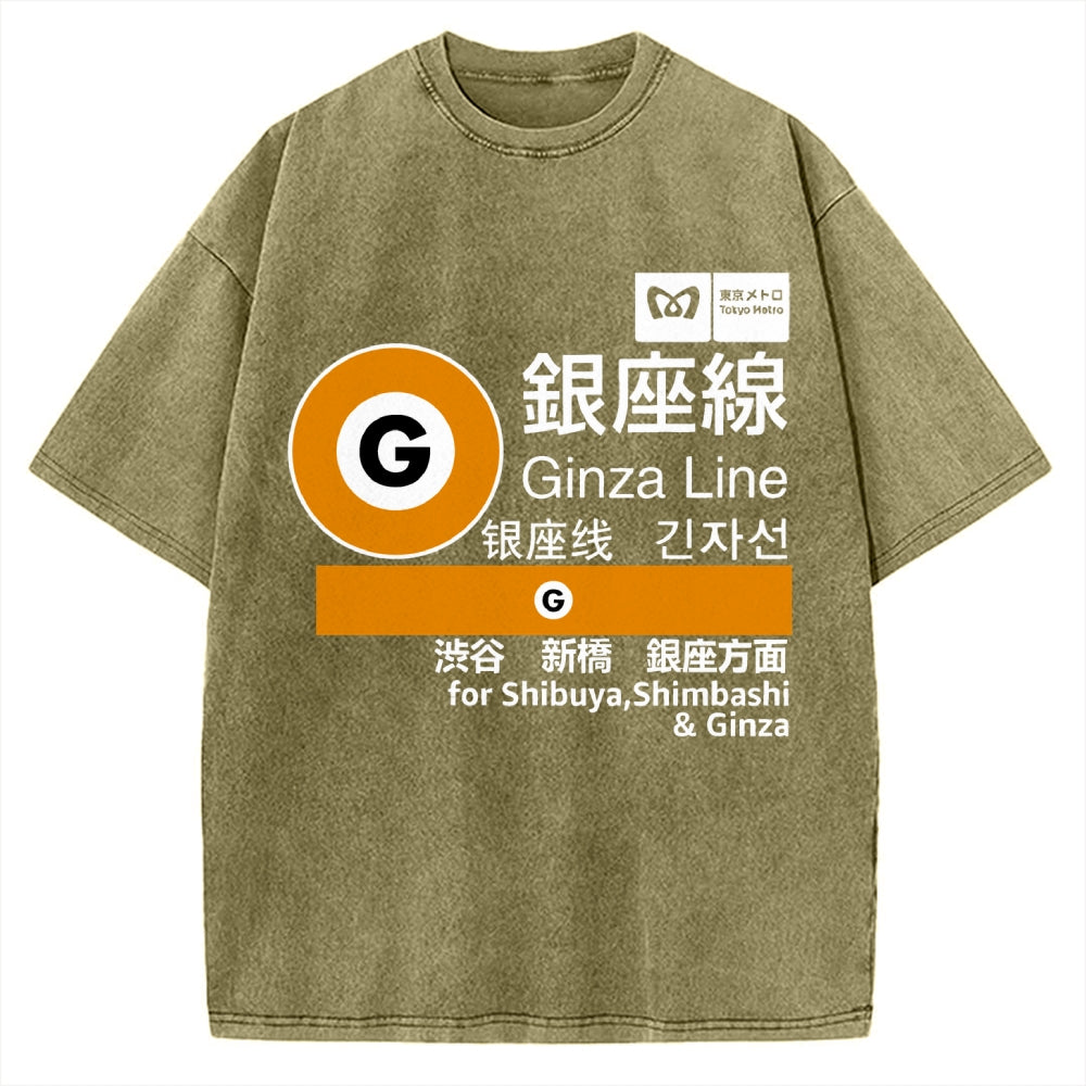 Ginza Line Japan Vintage Washed T-shirt