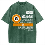 Ginza Line Japan Vintage Washed T-shirt