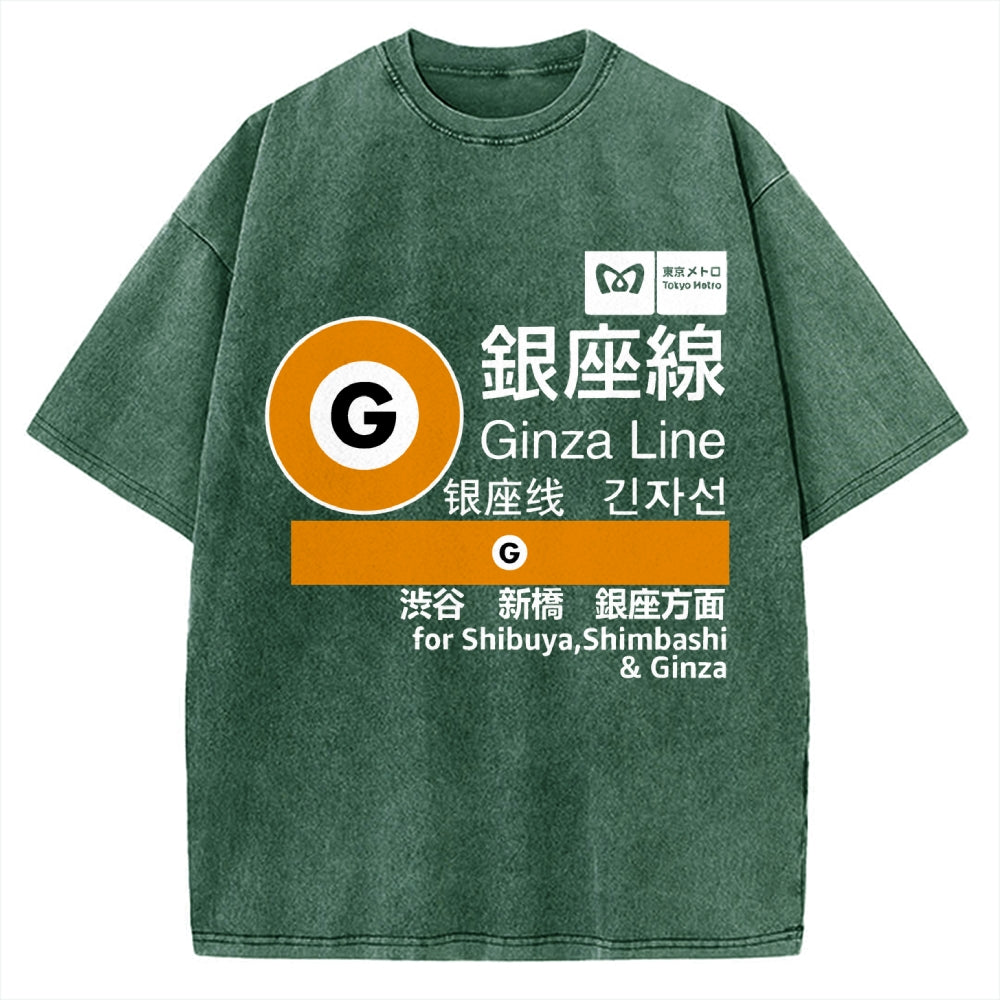 Ginza Line Japan Vintage Washed T-shirt
