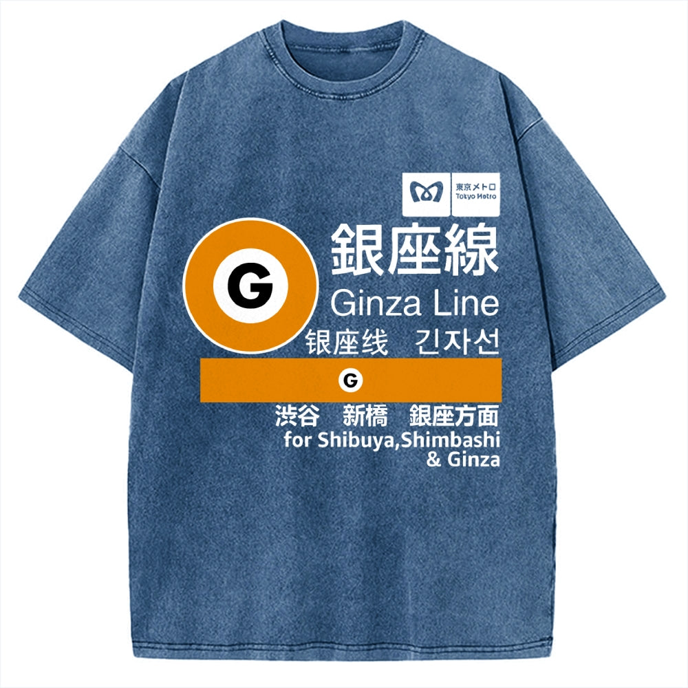 Ginza Line Japan Vintage Washed T-shirt