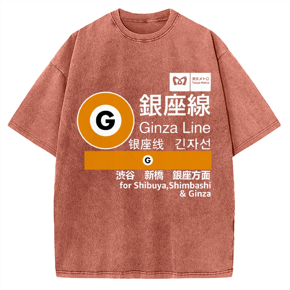 Ginza Line Japan Vintage Washed T-shirt