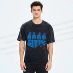 Unisex Vintage Fish Printed Washed Tee