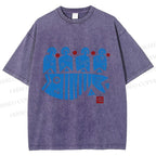 Unisex Vintage Fish Printed Washed Tee