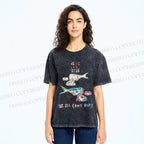 Unisex Colorful Art Fish Printed Washed Tee