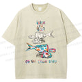 Unisex Colorful Art Fish Printed Washed Tee