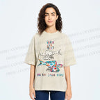 Unisex Colorful Art Fish Printed Washed Tee