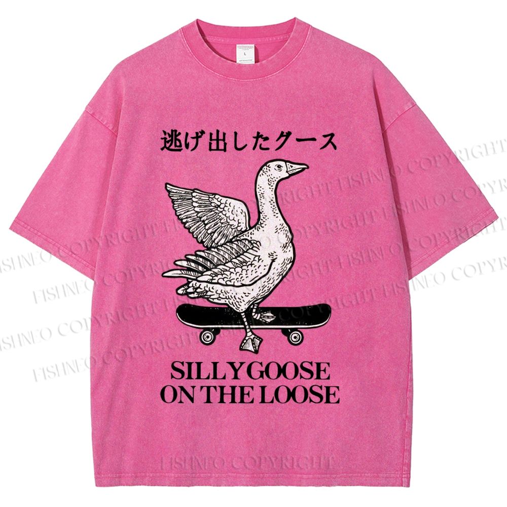 Unisex Silly Goose On The Loose Printed Washed Tee