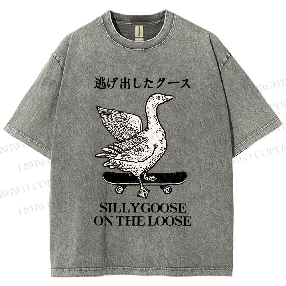 Unisex Silly Goose On The Loose Printed Washed Tee