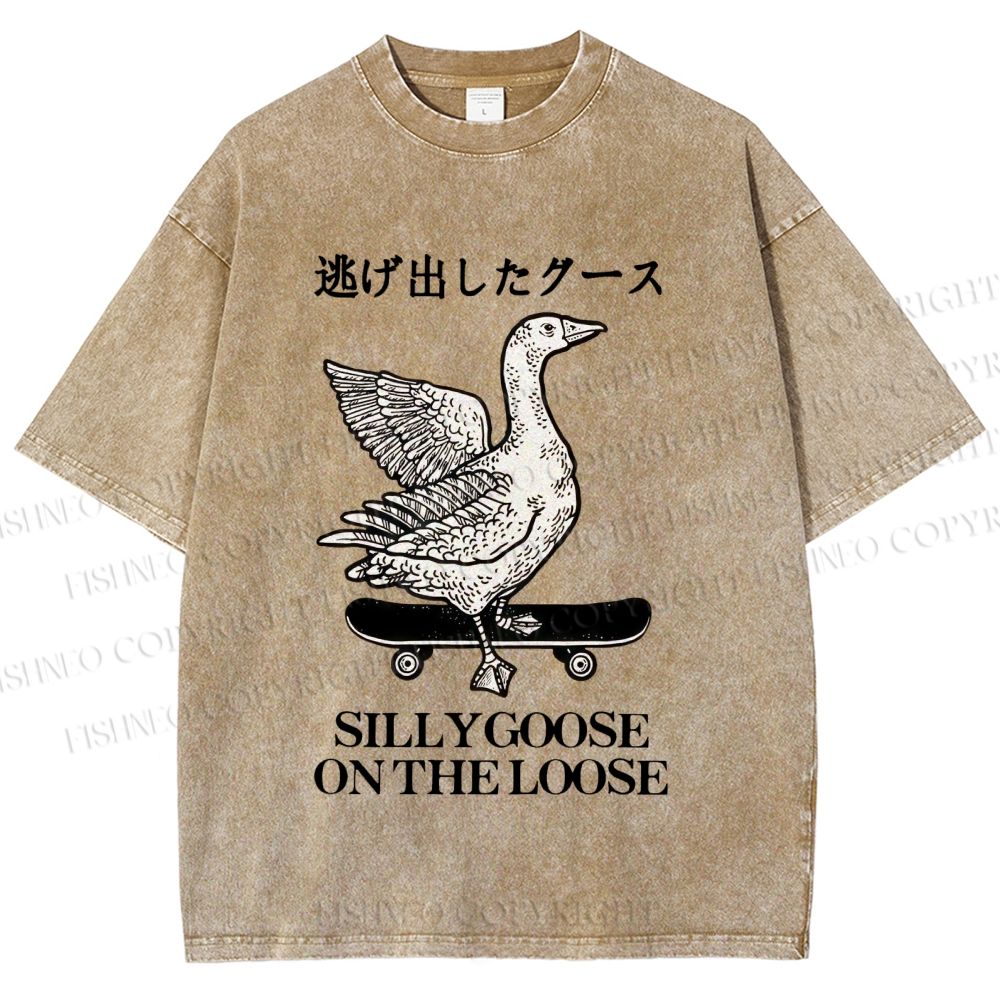 Unisex Silly Goose On The Loose Printed Washed Tee