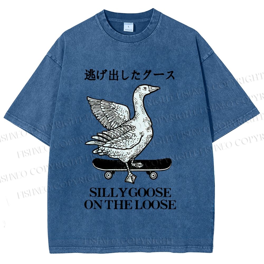 Unisex Silly Goose On The Loose Printed Washed Tee