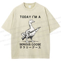 Unisex Today I'm A Serious Goose Printed Washed Tee