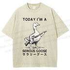 Unisex Today I'm A Serious Goose Printed Washed Tee