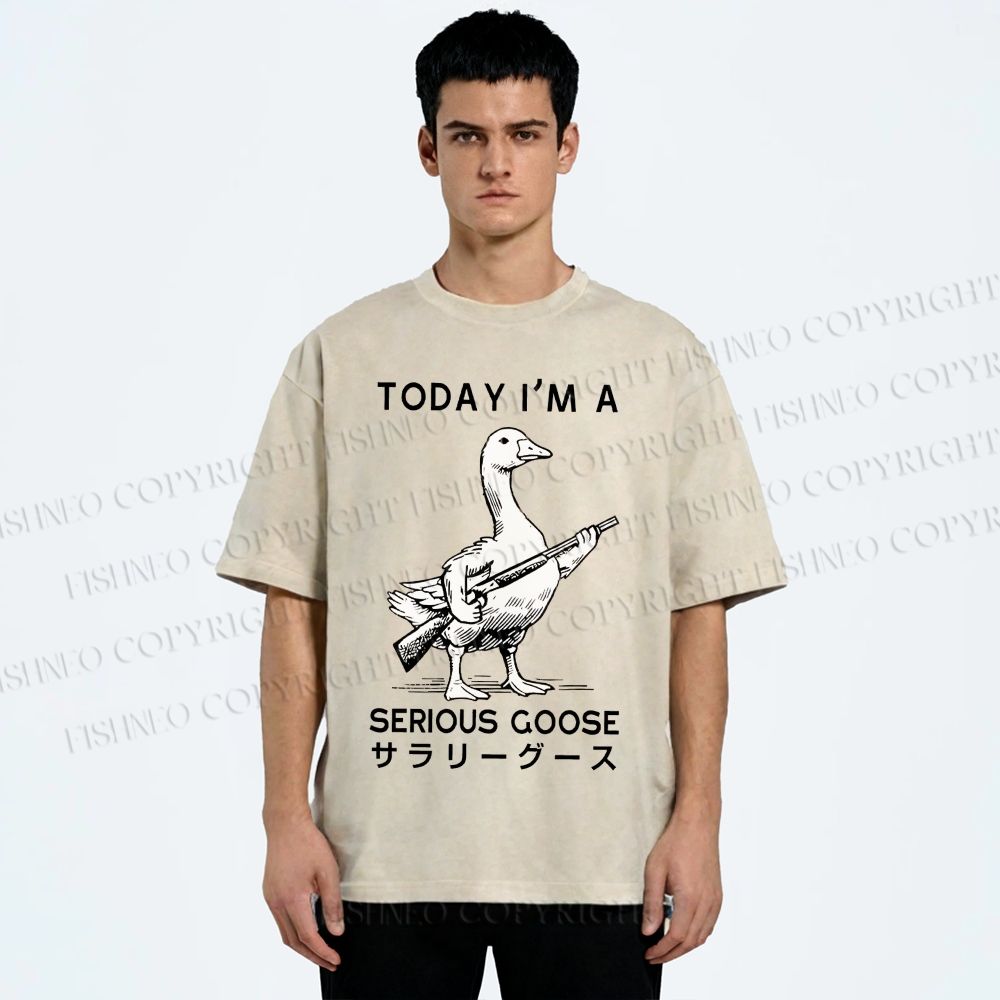 Unisex Today I'm A Serious Goose Printed Washed Tee