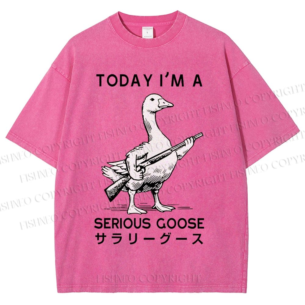 Unisex Today I'm A Serious Goose Printed Washed Tee