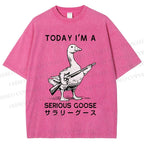 Unisex Today I'm A Serious Goose Printed Washed Tee