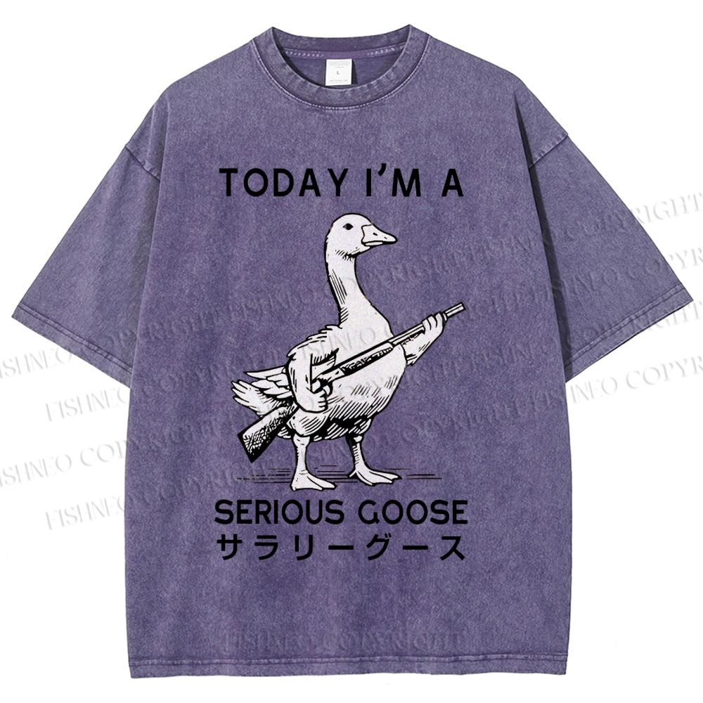 Unisex Today I'm A Serious Goose Printed Washed Tee