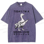 Unisex Today I'm A Serious Goose Printed Washed Tee