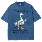 Unisex Today I'm A Serious Goose Printed Washed Tee
