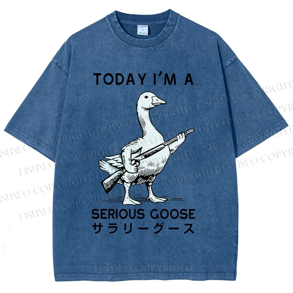 Unisex Today I'm A Serious Goose Printed Washed Tee