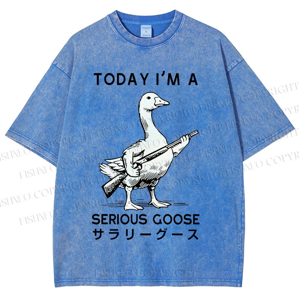 Unisex Today I'm A Serious Goose Printed Washed Tee