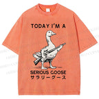 Unisex Today I'm A Serious Goose Printed Washed Tee