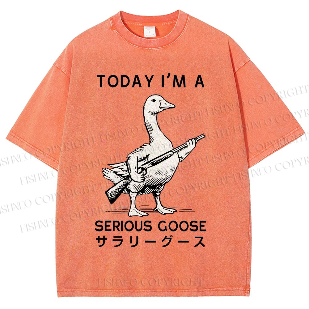Unisex Today I'm A Serious Goose Printed Washed Tee