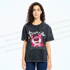 Unisex Strawberry Bear Printed Washed Tee